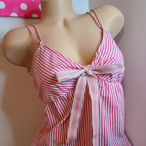 Vintage GAP Cotton Poplin Striped Babydoll Chemise Size M Pink Stripe - Picture 3 of 8